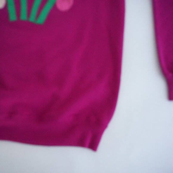 Vintage Purple w Embroidered Floral Tulips Crewneck Sweater Xl - Picture 6 of 10